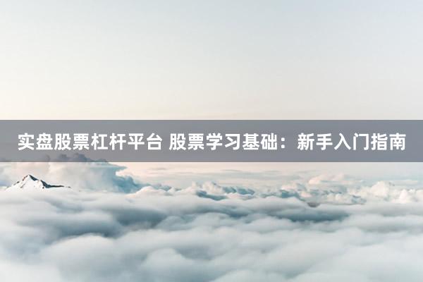 实盘股票杠杆平台 股票学习基础：新手入门指南
