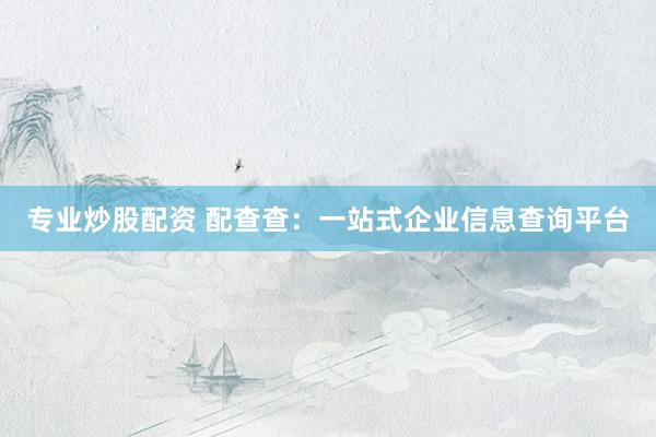 专业炒股配资 配查查：一站式企业信息查询平台