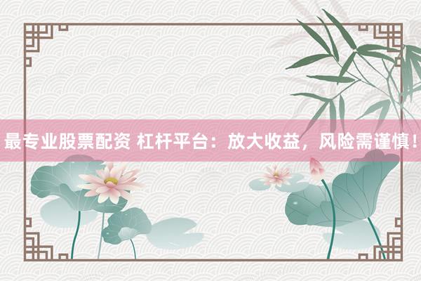 最专业股票配资 杠杆平台：放大收益，风险需谨慎！
