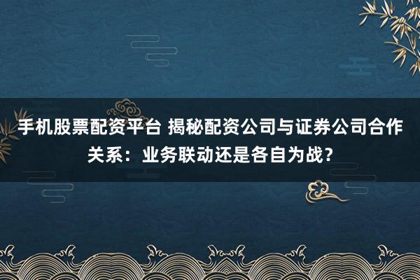 手机股票配资平台 揭秘配资公司与证券公司合作关系：业务联动还是各自为战？