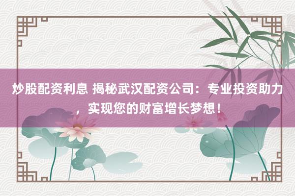 炒股配资利息 揭秘武汉配资公司：专业投资助力，实现您的财富增长梦想！