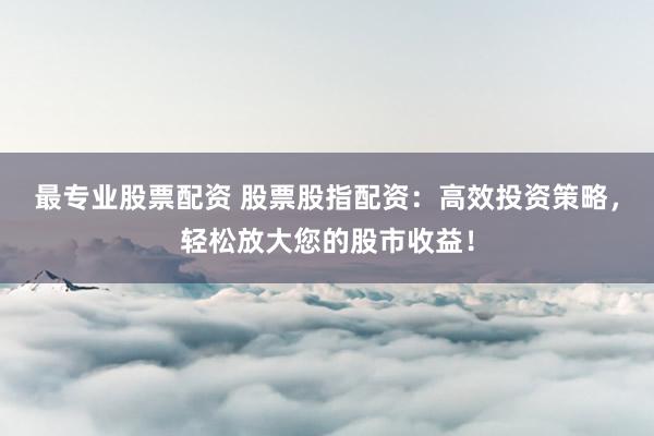 最专业股票配资 股票股指配资：高效投资策略，轻松放大您的股市收益！