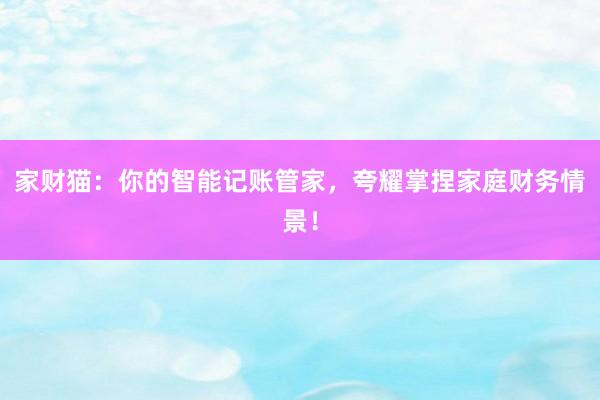 家财猫：你的智能记账管家，夸耀掌捏家庭财务情景！
