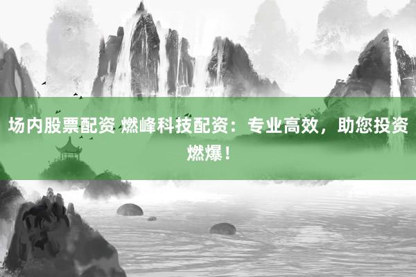 场内股票配资 燃峰科技配资：专业高效，助您投资燃爆！